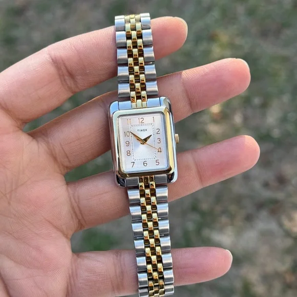 Timex Silver and Gold Rectangular Women's Addison 25mm Watch - Picture 4 of 10